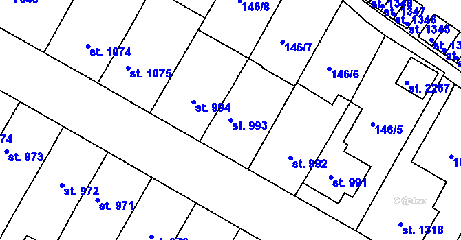 Parcela st. 993 v KÚ Telč, Katastrální mapa