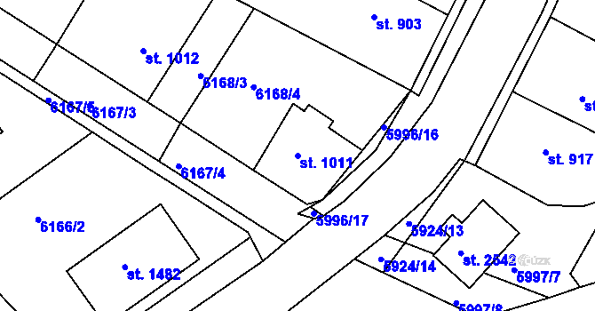 Parcela st. 1011 v KÚ Telč, Katastrální mapa