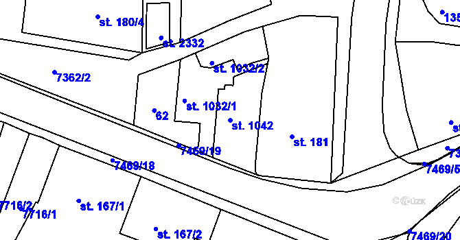 Parcela st. 1042 v KÚ Telč, Katastrální mapa