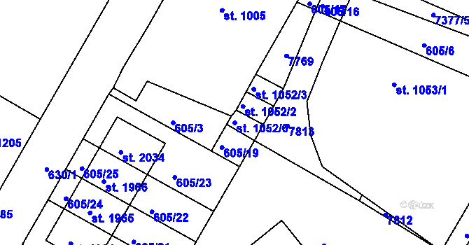 Parcela st. 1052/6 v KÚ Telč, Katastrální mapa