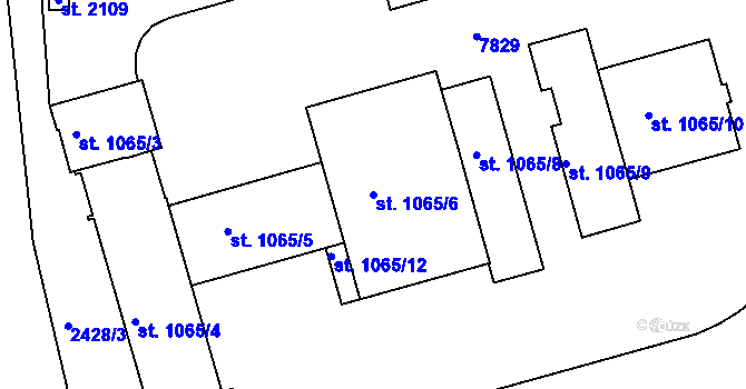 Parcela st. 1065/6 v KÚ Telč, Katastrální mapa