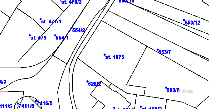 Parcela st. 1073 v KÚ Telč, Katastrální mapa