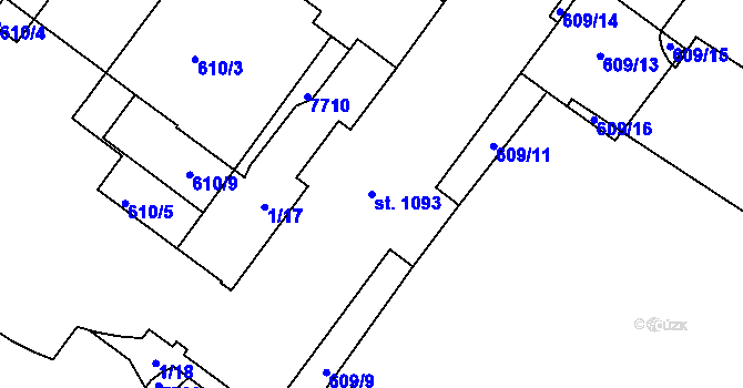 Parcela st. 1093 v KÚ Telč, Katastrální mapa