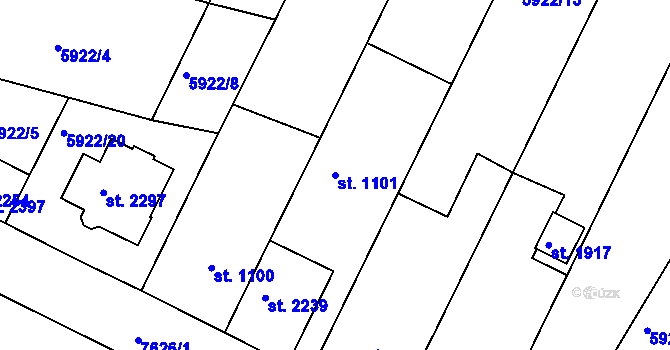 Parcela st. 1101 v KÚ Telč, Katastrální mapa