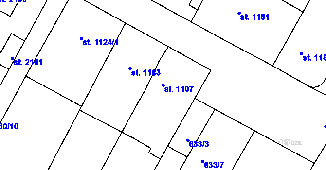 Parcela st. 1107 v KÚ Telč, Katastrální mapa