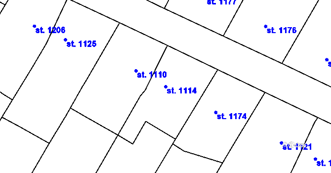 Parcela st. 1114 v KÚ Telč, Katastrální mapa