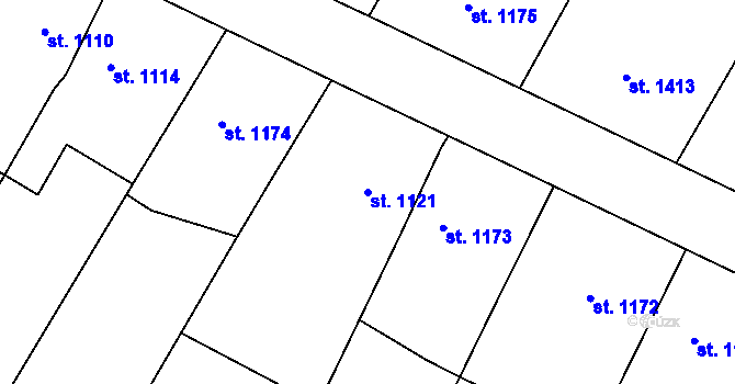 Parcela st. 1121 v KÚ Telč, Katastrální mapa