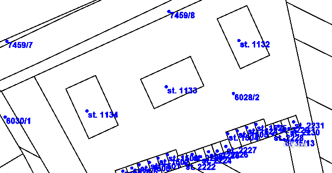 Parcela st. 1133 v KÚ Telč, Katastrální mapa