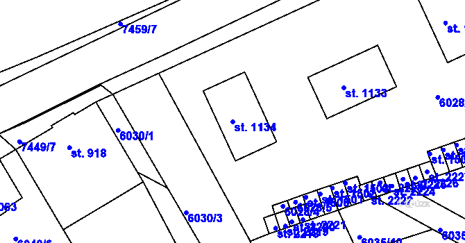Parcela st. 1134 v KÚ Telč, Katastrální mapa