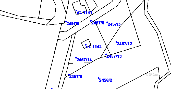 Parcela st. 1142 v KÚ Telč, Katastrální mapa