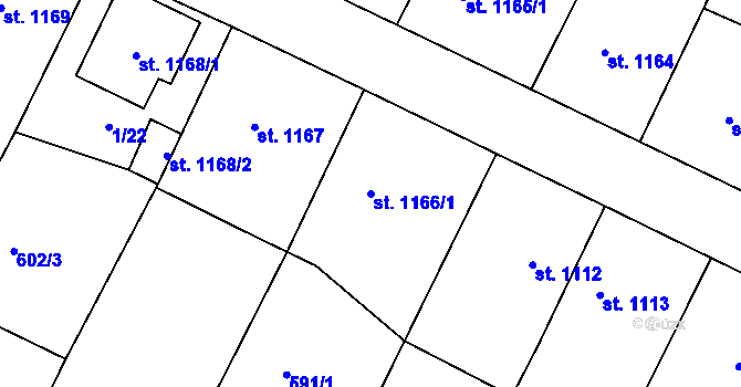 Parcela st. 1166/1 v KÚ Telč, Katastrální mapa