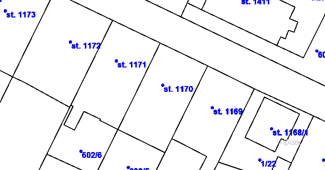 Parcela st. 1170 v KÚ Telč, Katastrální mapa