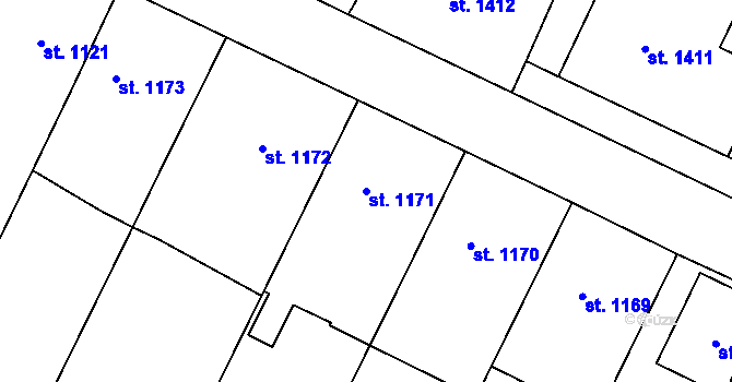 Parcela st. 1171 v KÚ Telč, Katastrální mapa
