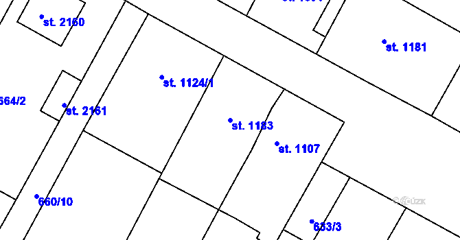 Parcela st. 1183 v KÚ Telč, Katastrální mapa