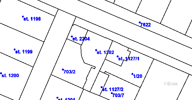 Parcela st. 1202 v KÚ Telč, Katastrální mapa