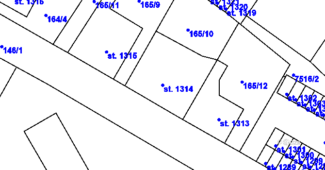 Parcela st. 1314 v KÚ Telč, Katastrální mapa