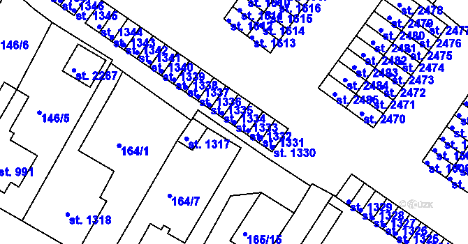 Parcela st. 1333 v KÚ Telč, Katastrální mapa