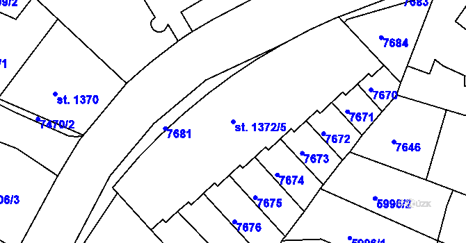 Parcela st. 1372/5 v KÚ Telč, Katastrální mapa