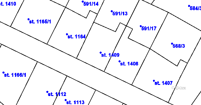 Parcela st. 1409 v KÚ Telč, Katastrální mapa
