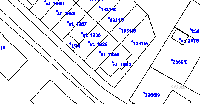 Parcela st. 1984 v KÚ Telč, Katastrální mapa
