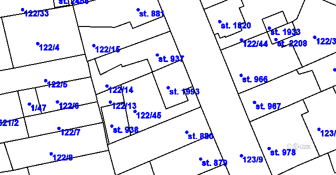 Parcela st. 1993 v KÚ Telč, Katastrální mapa