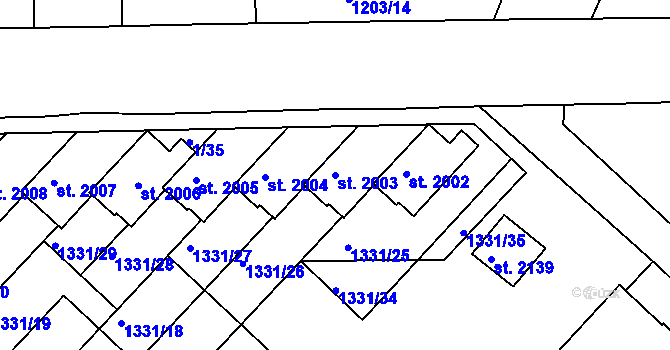 Parcela st. 2003 v KÚ Telč, Katastrální mapa