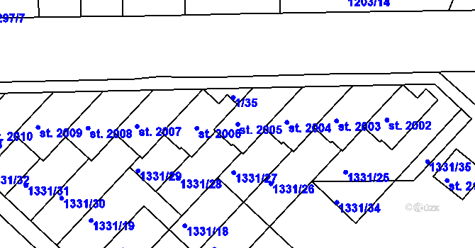 Parcela st. 2005 v KÚ Telč, Katastrální mapa