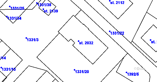 Parcela st. 2032 v KÚ Telč, Katastrální mapa