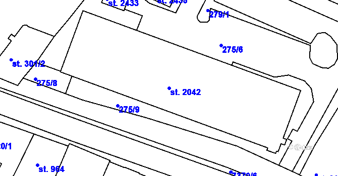 Parcela st. 2042 v KÚ Telč, Katastrální mapa