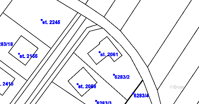 Parcela st. 2061 v KÚ Telč, Katastrální mapa
