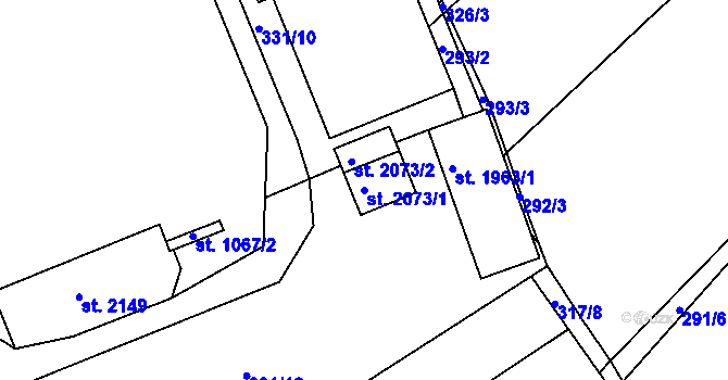 Parcela st. 2073/1 v KÚ Telč, Katastrální mapa