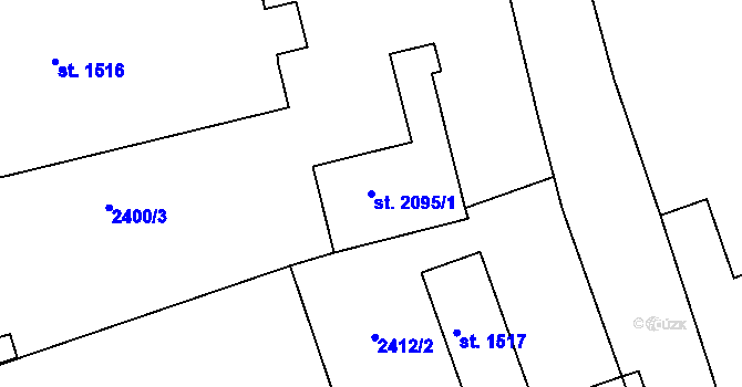 Parcela st. 2095/1 v KÚ Telč, Katastrální mapa