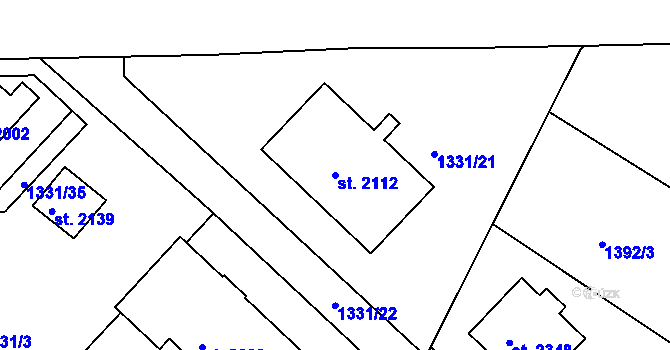 Parcela st. 2112 v KÚ Telč, Katastrální mapa