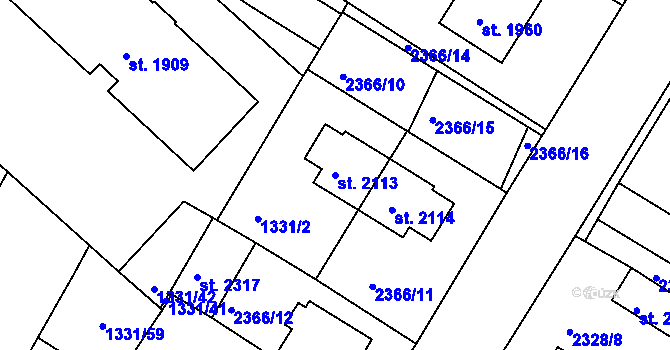 Parcela st. 2113 v KÚ Telč, Katastrální mapa