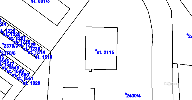 Parcela st. 2115 v KÚ Telč, Katastrální mapa