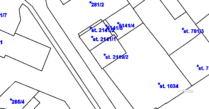 Parcela st. 2119/2 v KÚ Telč, Katastrální mapa