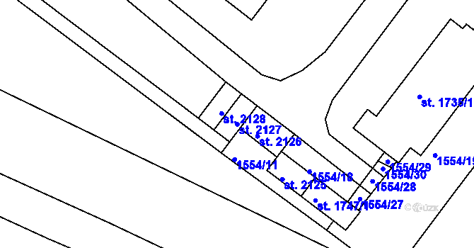 Parcela st. 2127 v KÚ Telč, Katastrální mapa