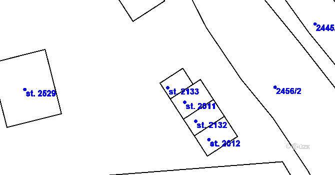 Parcela st. 2133 v KÚ Telč, Katastrální mapa