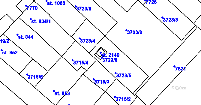 Parcela st. 2140 v KÚ Telč, Katastrální mapa