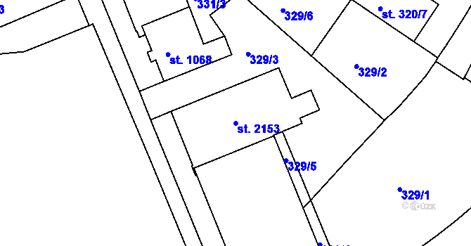 Parcela st. 2153 v KÚ Telč, Katastrální mapa
