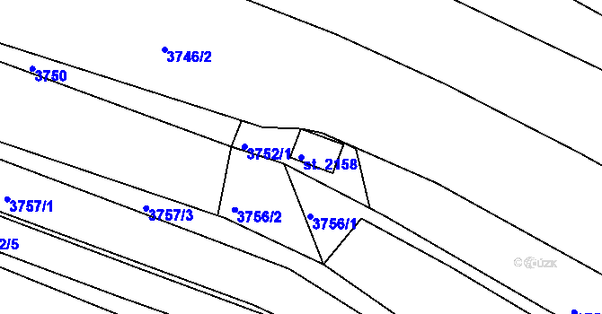 Parcela st. 2158 v KÚ Telč, Katastrální mapa