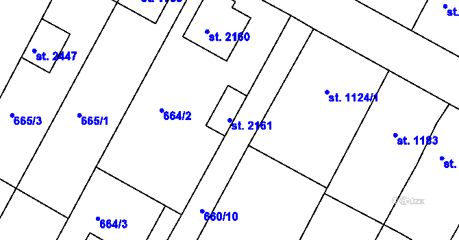 Parcela st. 2161 v KÚ Telč, Katastrální mapa