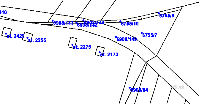 Parcela st. 2173 v KÚ Telč, Katastrální mapa
