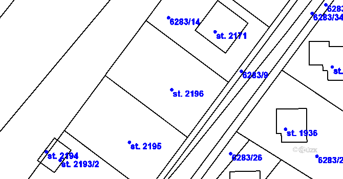 Parcela st. 2196 v KÚ Telč, Katastrální mapa