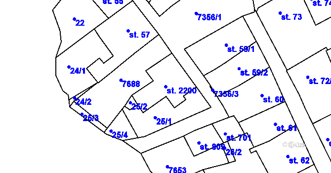 Parcela st. 2200 v KÚ Telč, Katastrální mapa
