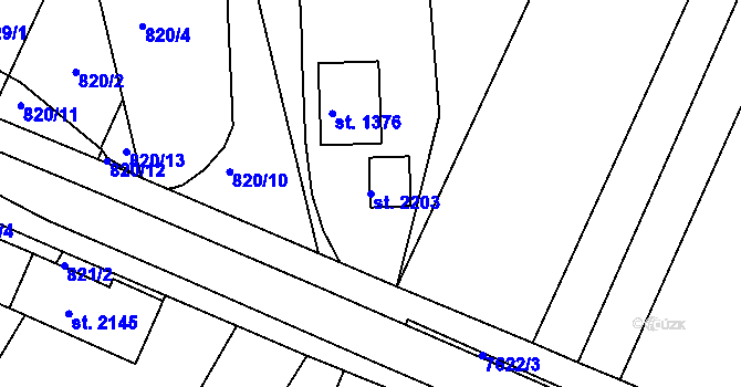 Parcela st. 2203 v KÚ Telč, Katastrální mapa