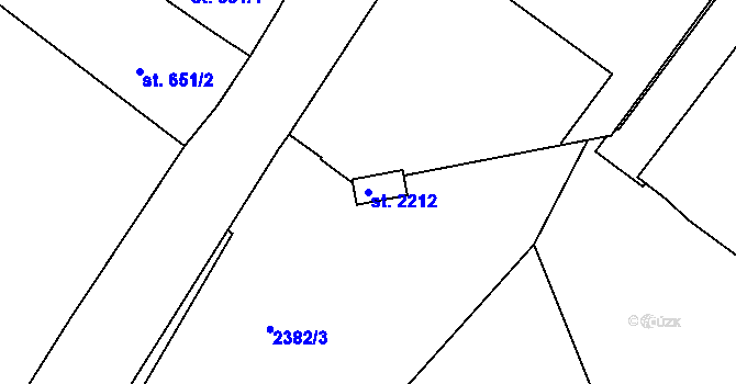 Parcela st. 2212 v KÚ Telč, Katastrální mapa