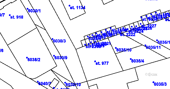Parcela st. 2218 v KÚ Telč, Katastrální mapa