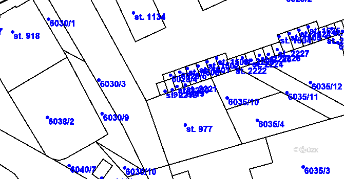 Parcela st. 2219 v KÚ Telč, Katastrální mapa