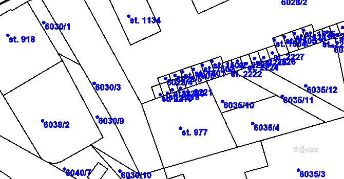 Parcela st. 2220 v KÚ Telč, Katastrální mapa